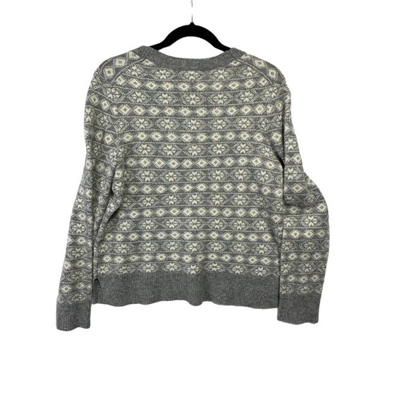 GAP lambs wool blend gray white aztec southwestern sweater pullover top‎ size L - Picture 7 of 9